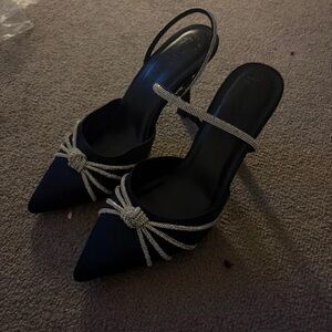 Primark Black Heels with Silver Accents